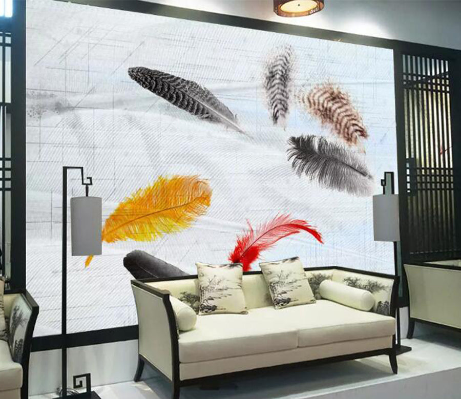 3D Colored Feather WG910 Wall Murals