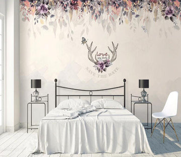3D Antler Flower WC1683 Wall Murals