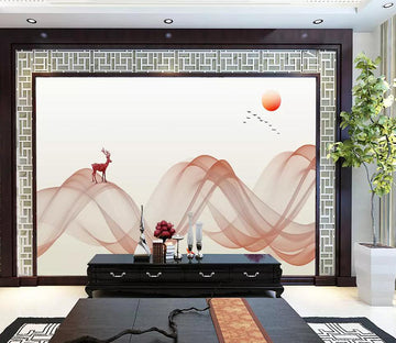 3D Sun Red Deer WG1220 Wall Murals