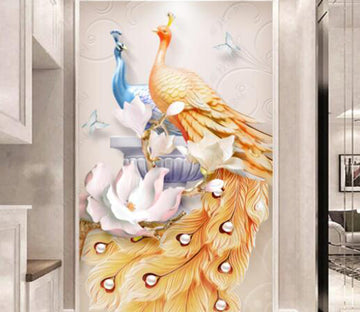 3D Yellow Peacock WG183 Wall Murals