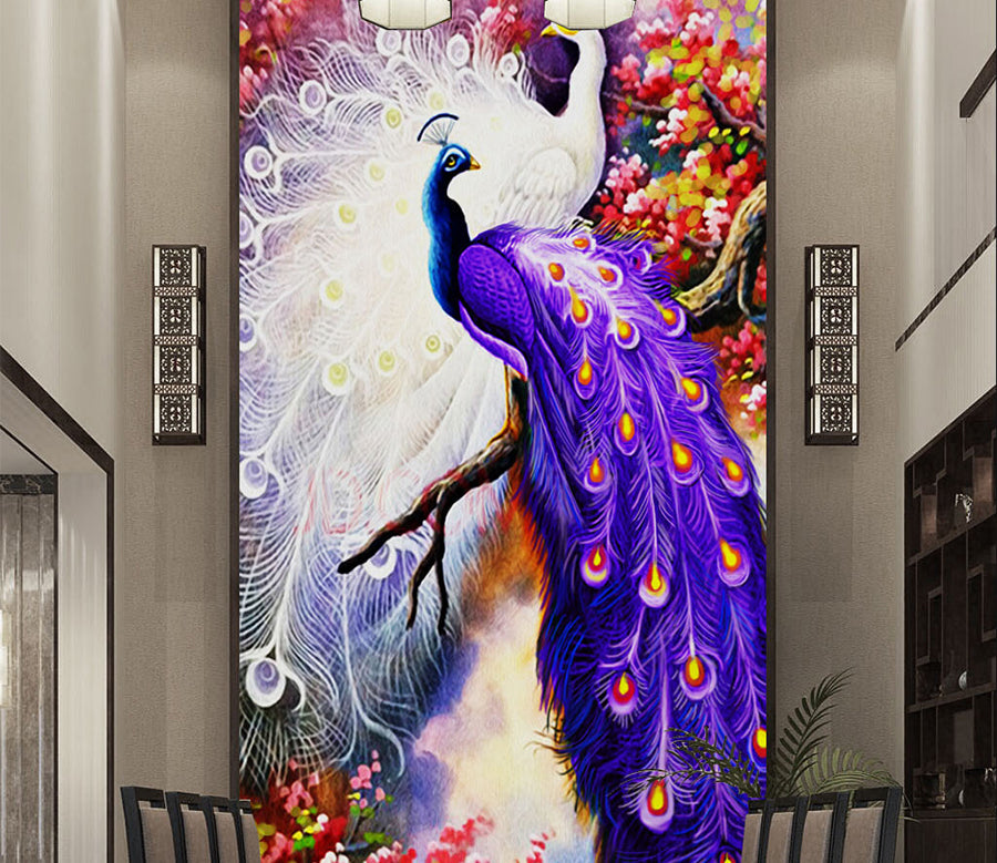 3D Purple Peacock WG151 Wall Murals