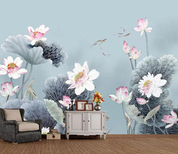 3D Lotus Pond WC1699 Wall Murals