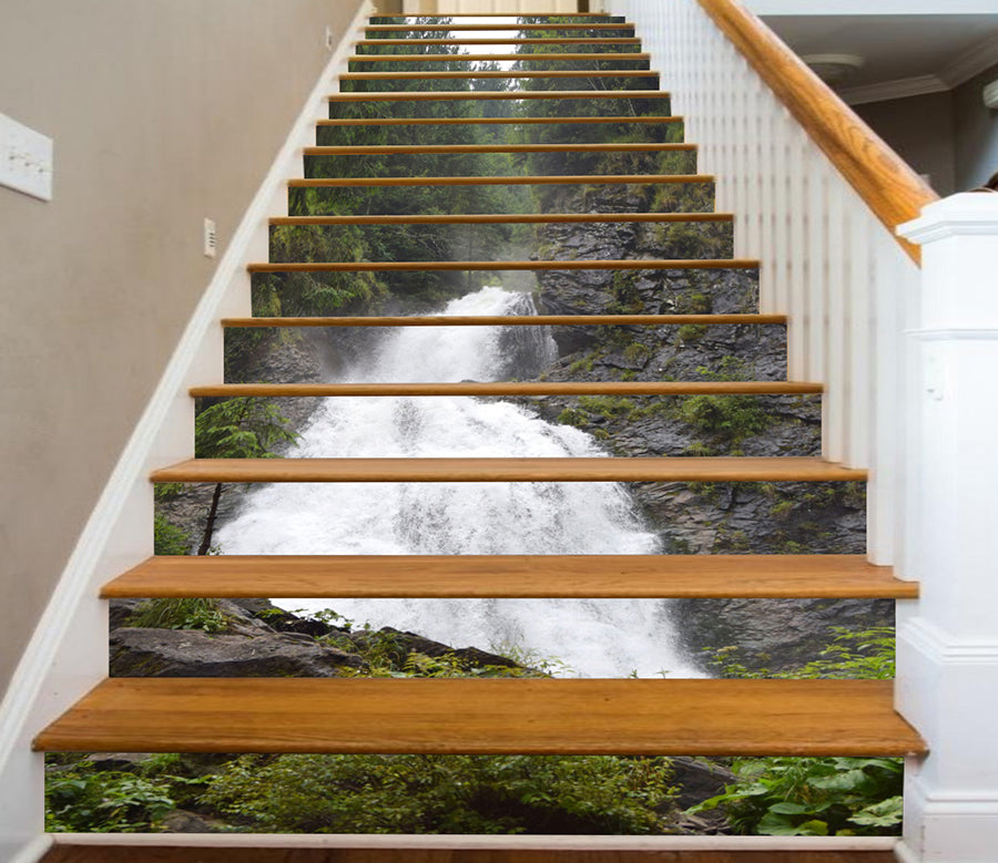 3D Violent River In The Mountains 128 Stair Risers