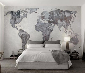 3D Gray World Map WG689 Wall Murals