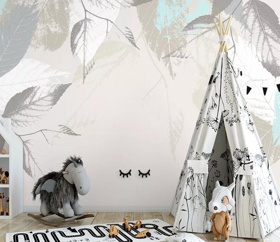 3D Black Leaves WC2094 Wall Murals