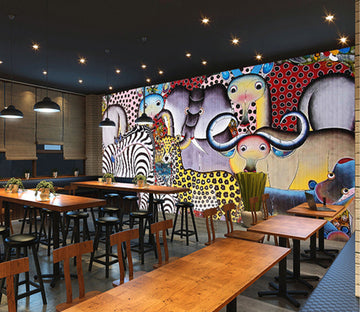 3D Giraffe Zebra WG337 Wall Murals