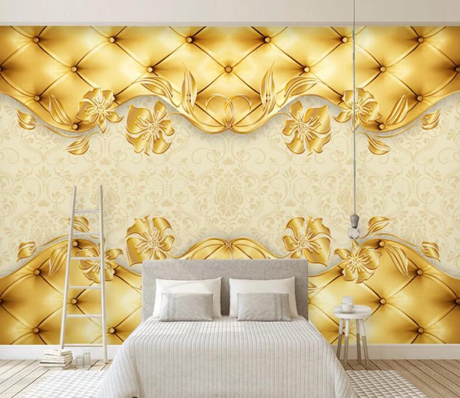 3D Golden Flower WC2671 Wall Murals