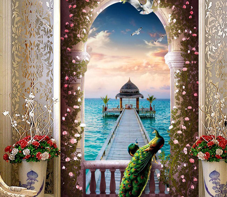 3D Seascape Pigeon WG157 Wall Murals