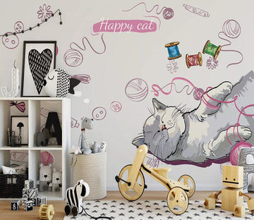 3D Cute Kitten WC1936 Wall Murals