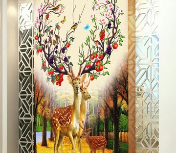 3D Deer Strawberry WG084 Wall Murals
