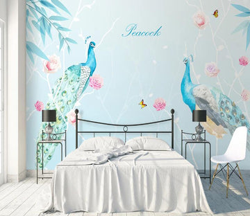 3D Peacock Rose WC1891 Wall Murals
