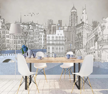 3D Building Bridge WC2106 Wall Murals