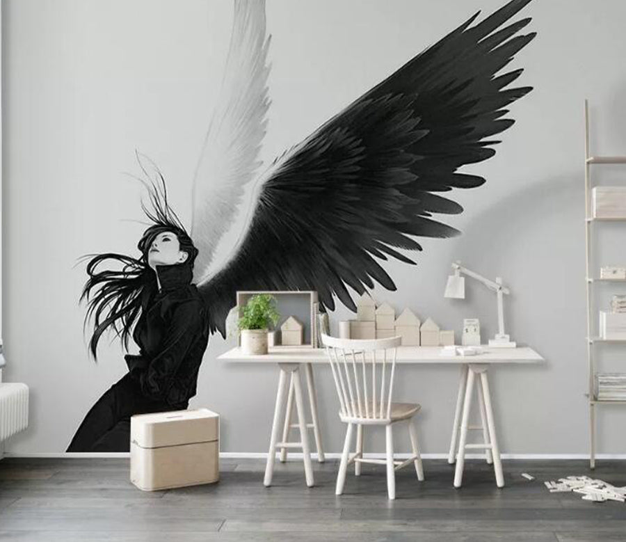 3D Girl Angel Wings WG596 Wall Murals