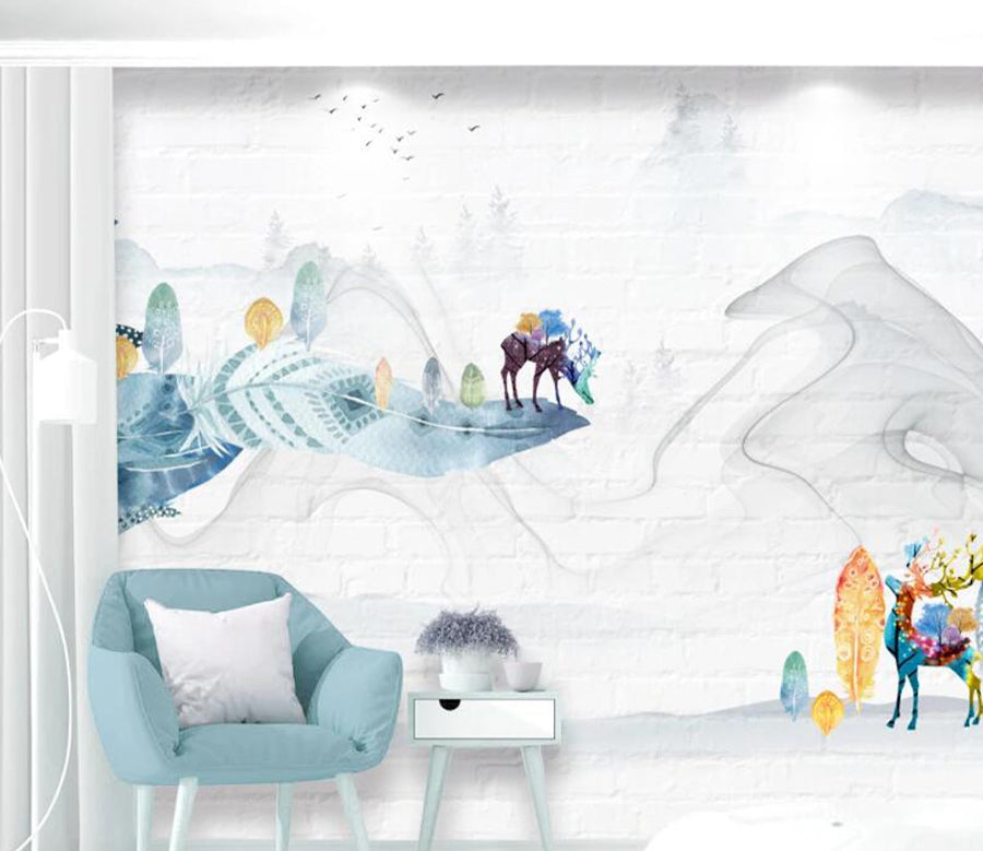 3D Cliff Deer WC1637 Wall Murals