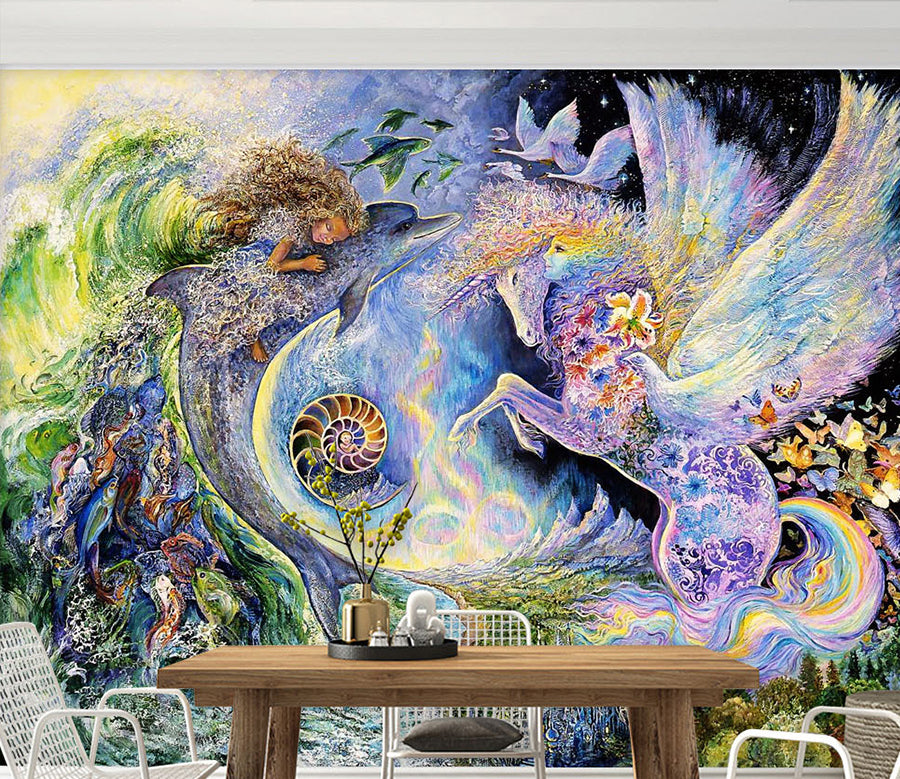 3D Unicorn Dolphin WG298 Wall Murals