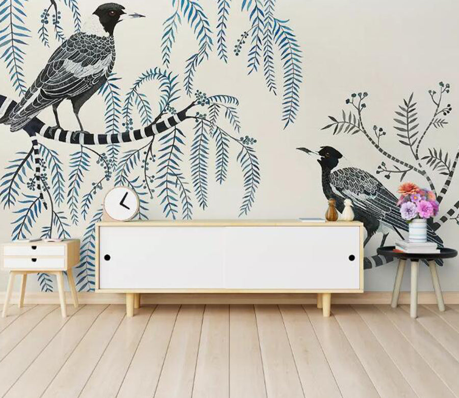 3D Swallow Leaves WG874 Wall Murals