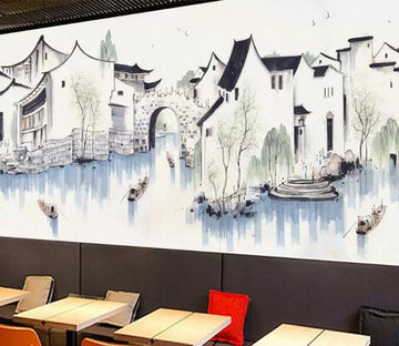 3D River Bridge WG797 Wall Murals
