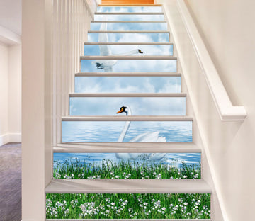 3D Noble And Leisurely Swans 149 Stair Risers