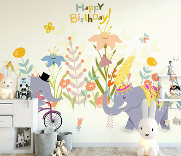 3D Flower Elephant WC2085 Wall Murals