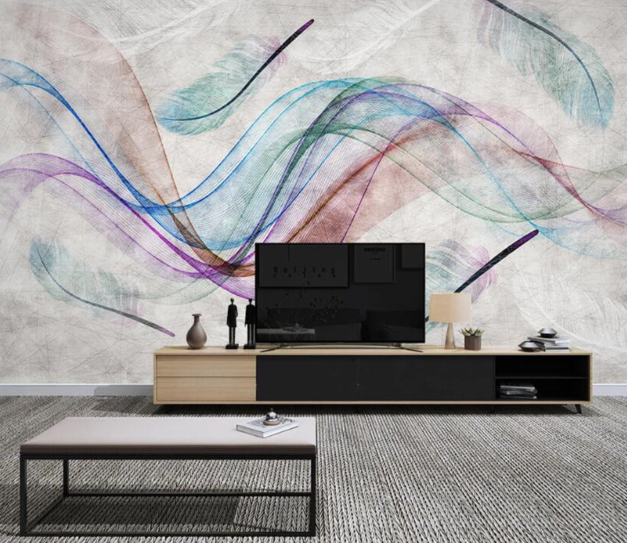 3D Blue Feather WC1920 Wall Murals