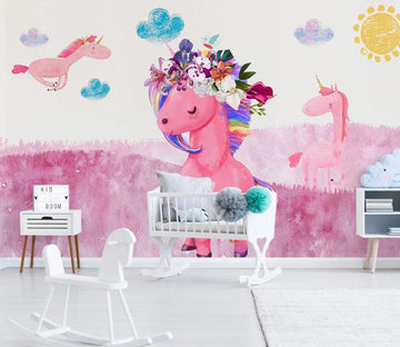 3D Pink Unicorn WC1819 Wall Murals