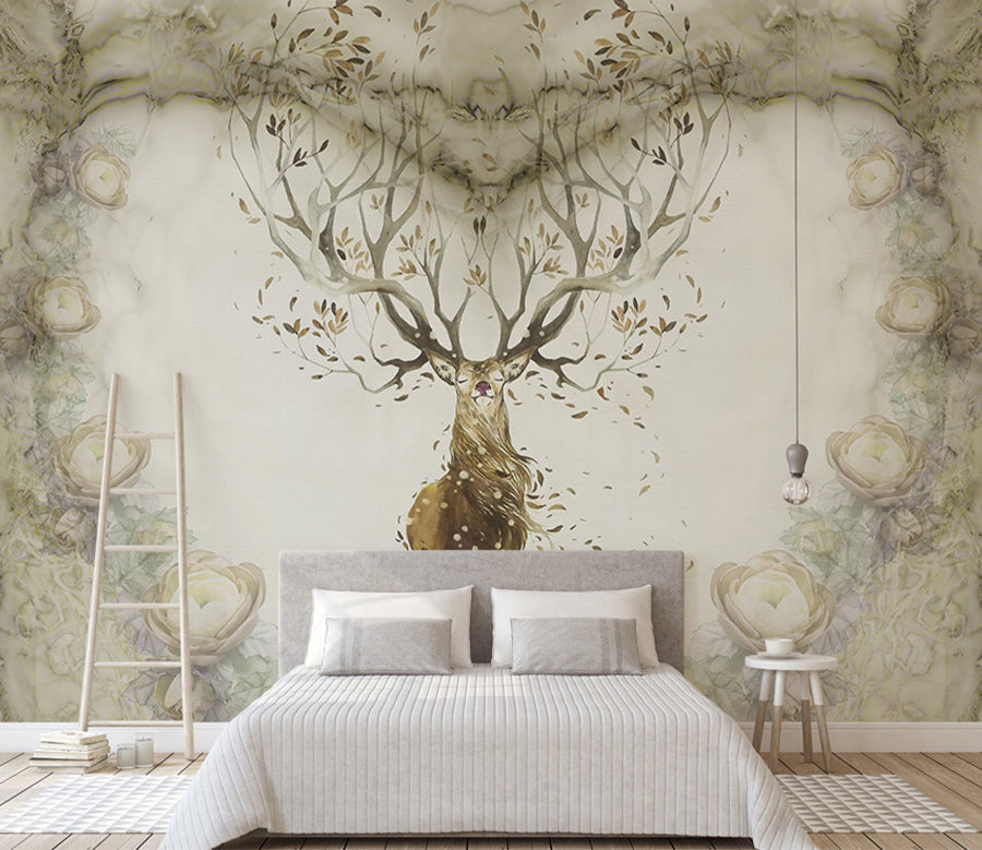 3D Leaf Deer WG353 Wall Murals