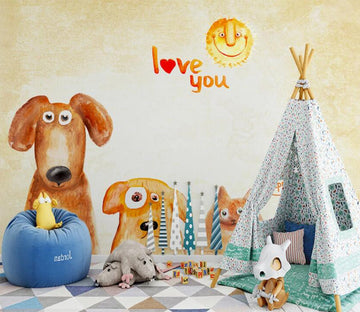 3D Cute Dog Cat WG889 Wall Murals