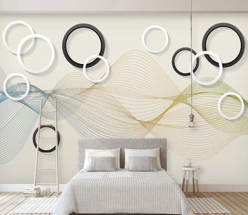 3D Black Round WC2281 Wall Murals