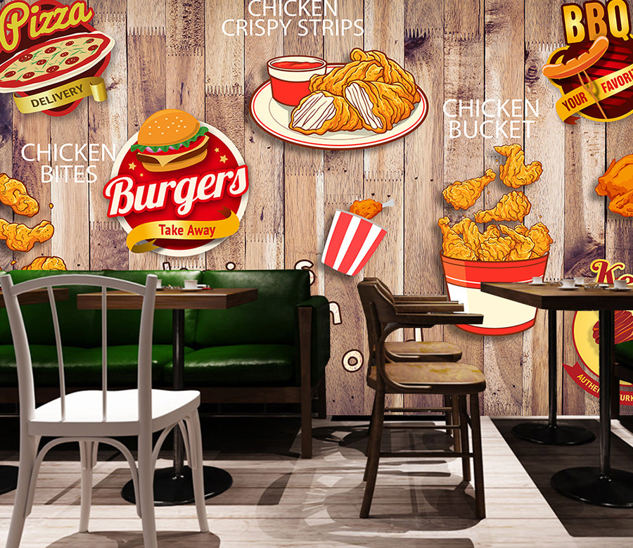 3D Chicken Leg Pizza WG428 Wall Murals