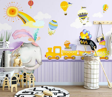 3D Rainbow Train WC2149 Wall Murals