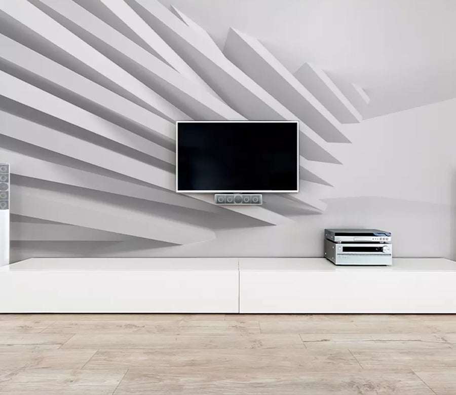 3D White Building WG1008 Wall Murals