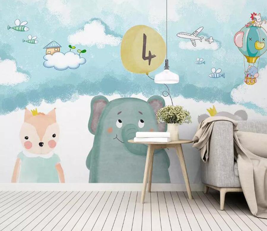 3D Elephant Fox WG921 Wall Murals