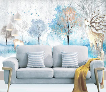 3D Tree Sika Deer WC1763 Wall Murals