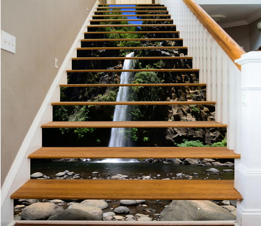 3D Straight And Spectacular Waterfall 129 Stair Risers
