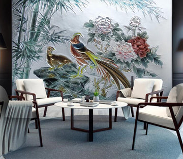 3D Bamboo Parrot WC2293 Wall Murals