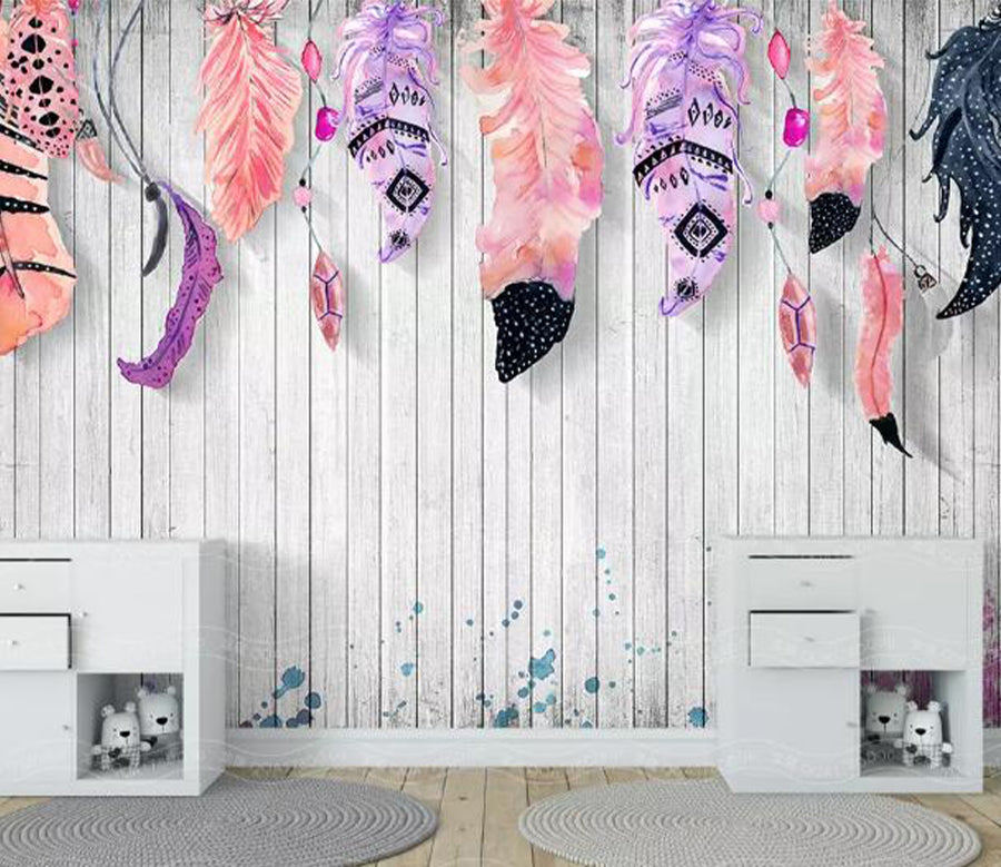 3D Purple Feather WG739 Wall Murals