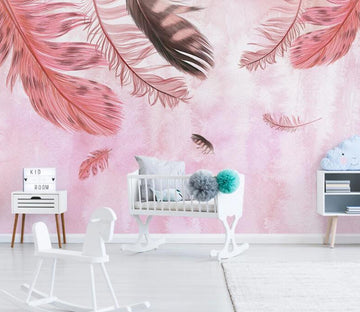 3D Pink Feather WC1845 Wall Murals