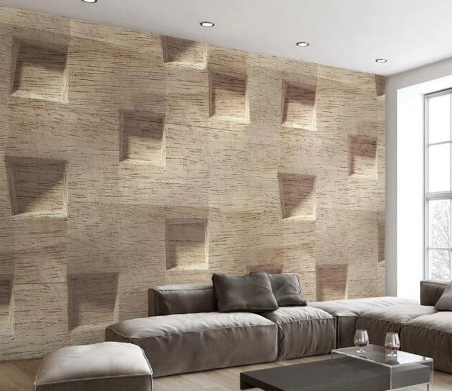 3D Concave Wood WG529 Wall Murals