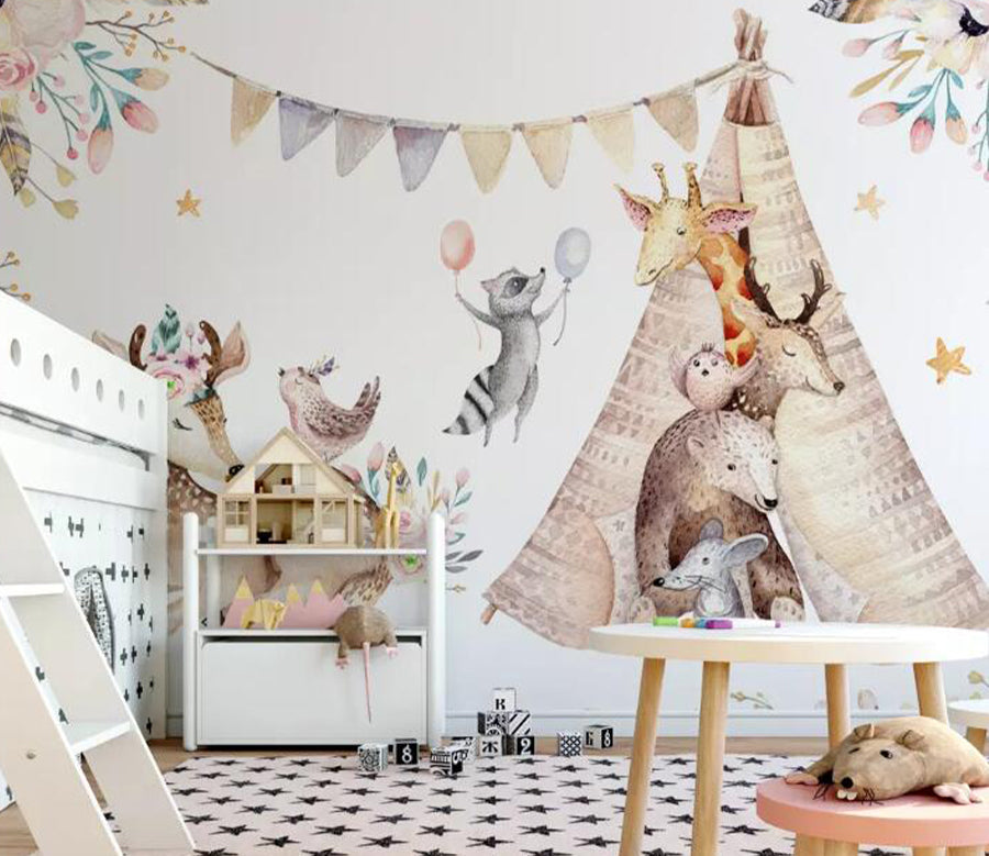 3D Deer Giraffe WG1100 Wall Murals