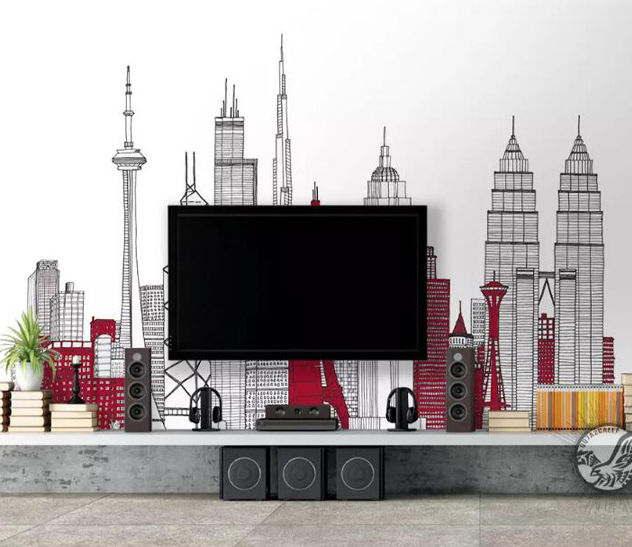 3D Sketch Building WG608 Wall Murals