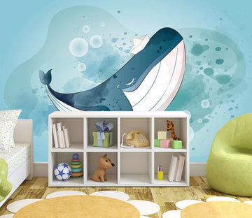 3D Cute Whale WG1147 Wall Murals