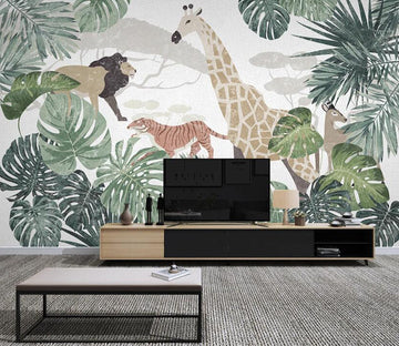 3D Giraffe Tiger WC2210 Wall Murals