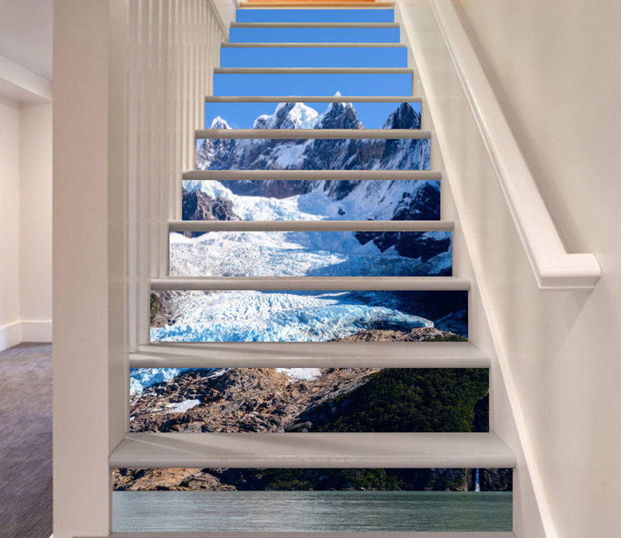 3D Snow Mountains 098 Stair Risers
