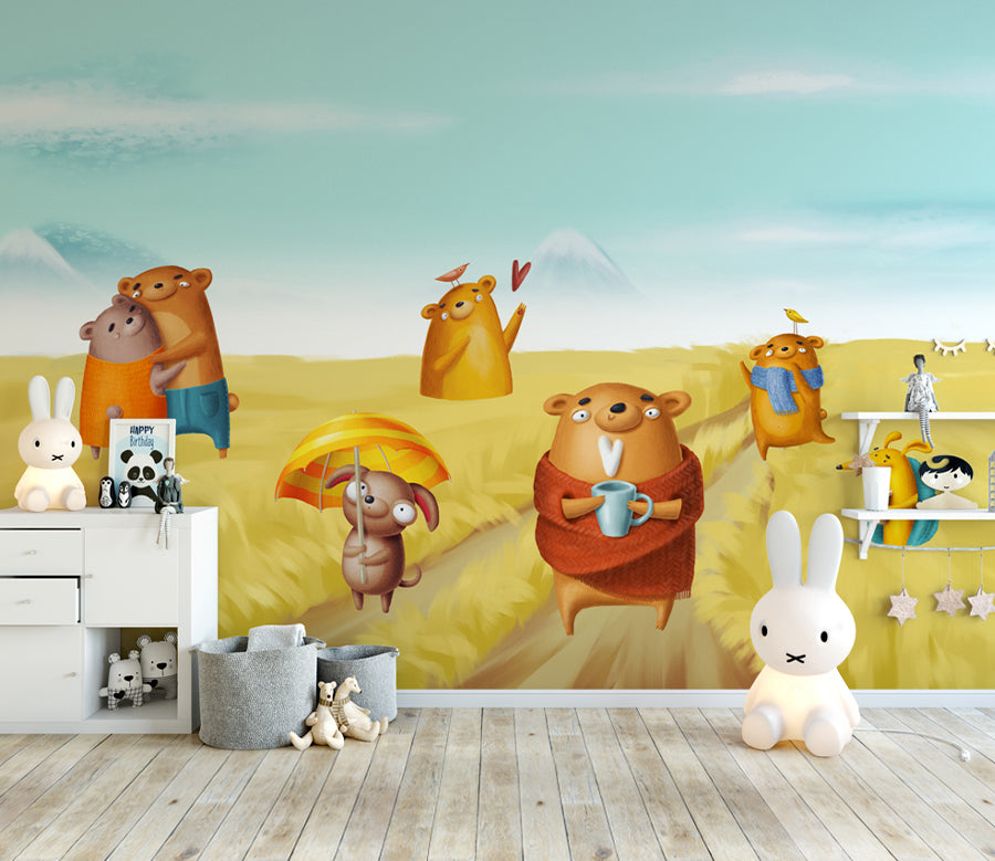 3D Wheat Field Pig WG445 Wall Murals