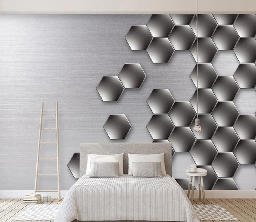 3D Black Hexagon WC2218 Wall Murals