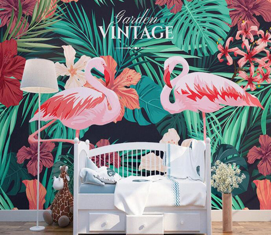 3D Flower Flamingo WC1517 Wall Murals