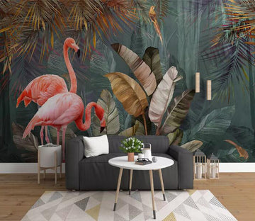 3D Grass Flamingo WG1132 Wall Murals