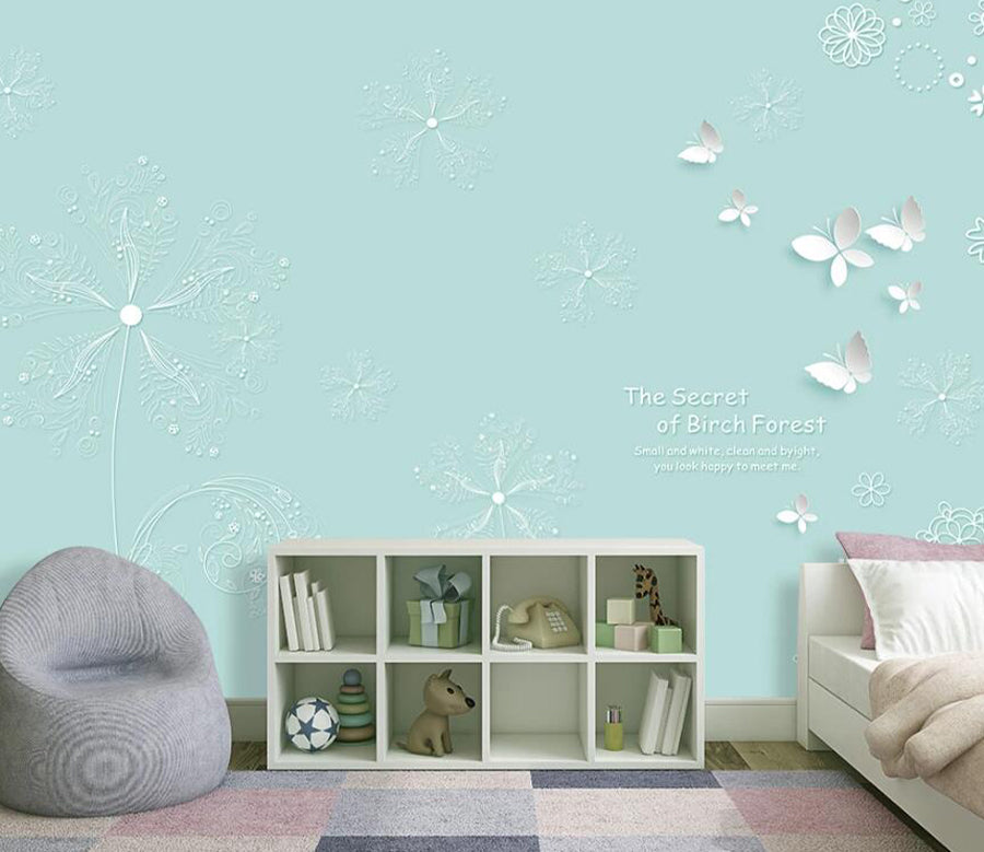 3D White Butterfly WC1503 Wall Murals