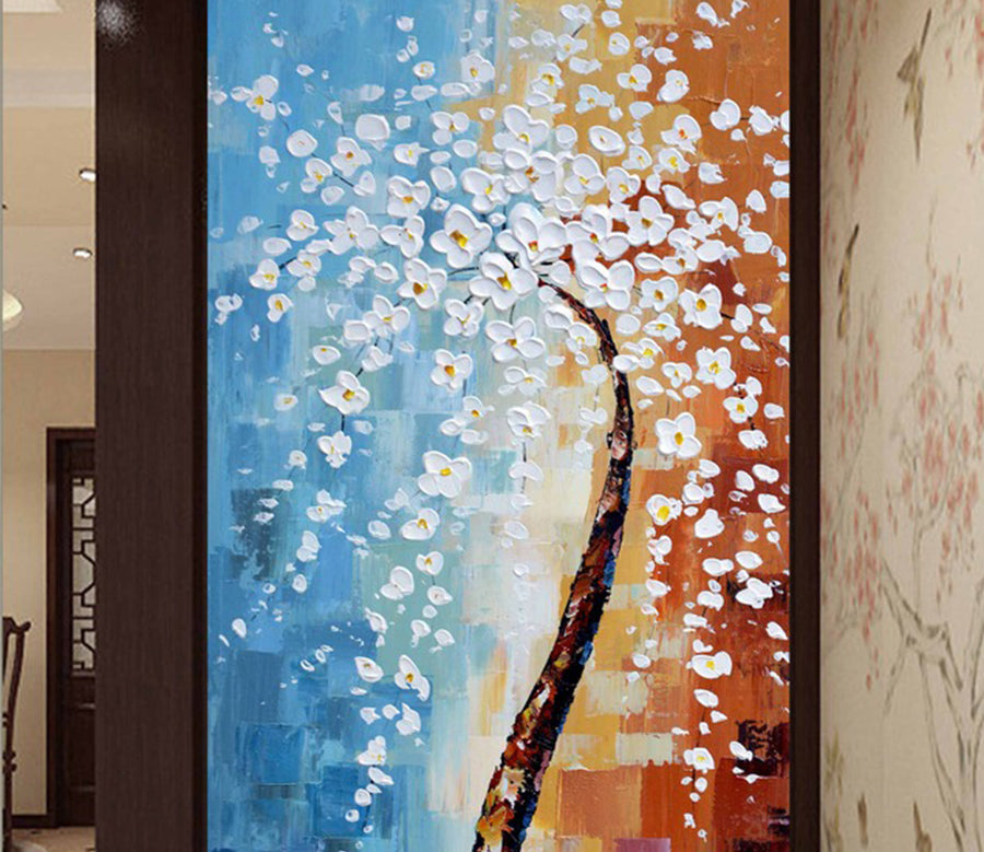 3D White Flower WG091 Wall Murals