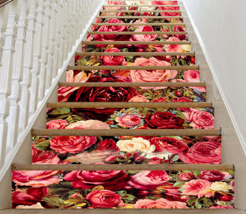 3D Rich Rose Flowers 172 Stair Risers